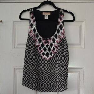 Mara Hoffman Black and White Checkered Sleeveless Tank Top